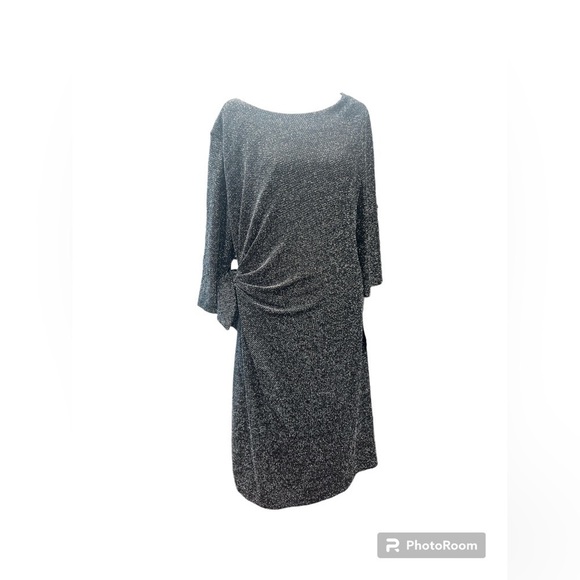 Peter Nygard Black Metallic Missy Cocktail Dress Size 16 NWT - Picture 1 of 6